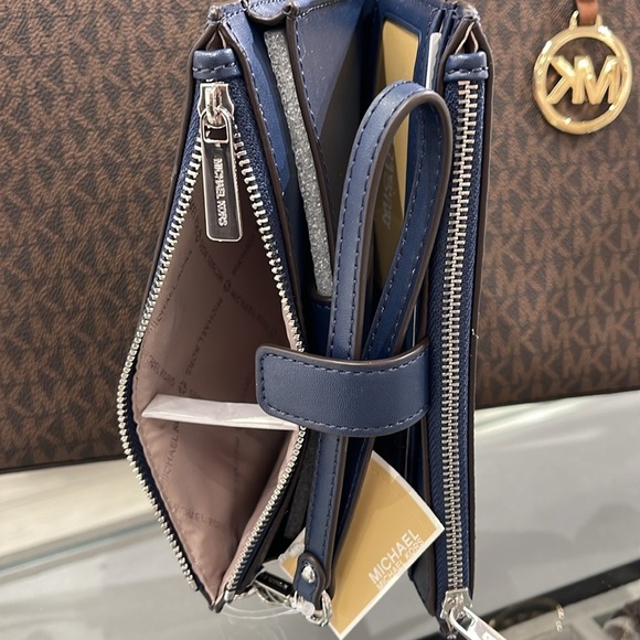 Michael Kors Jet Set Travel Large Double-Zip Wristlet-Wallet-PhoneHolder Admiral - Picture 4 of 16